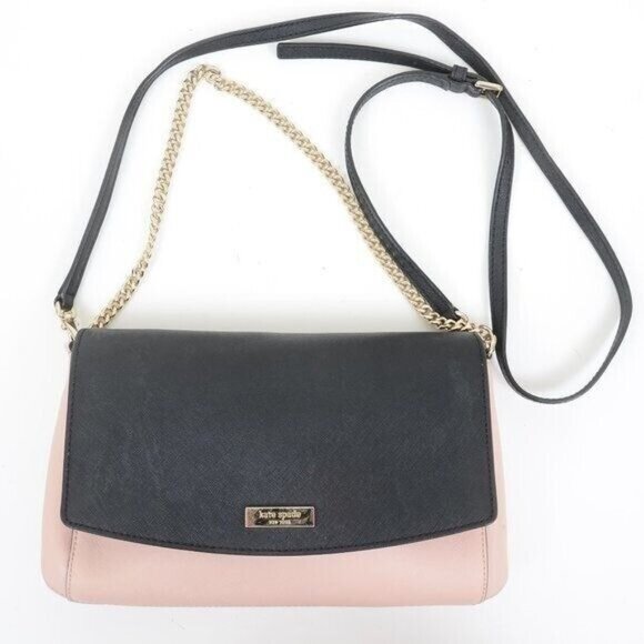 KATE SPADE Greer Laurel WayBlush Black Saffiano Convertible Crossbody Flap Bag